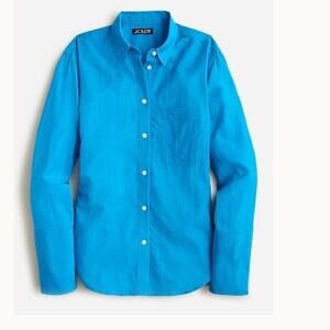 J Crew Size 6 women's Garçon shirt in cotton voile Neon Blue Career Teacher